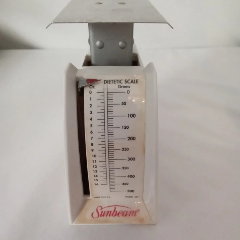 Sunbeam Dietetic Scale Model 160-1 Vintage White Mechanical Food Scale 16oz 500g